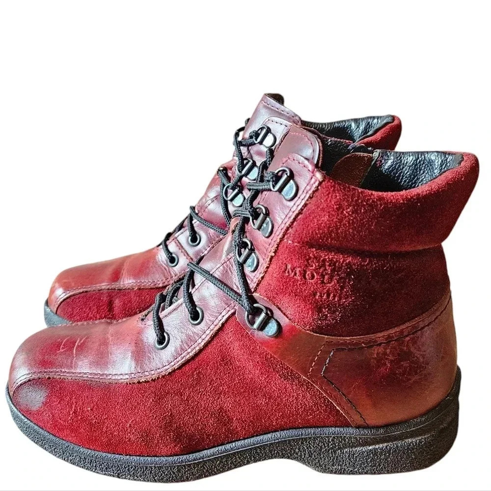 Saute Mouton Riley Suede Leather Boho Fall Winter Women's Ankle Boots Red  Sz 38